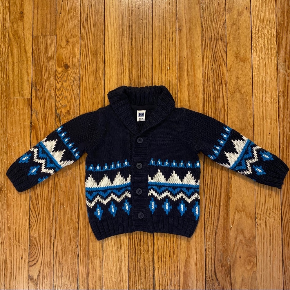 Janie And Jack Shawl Faire Isle Sweater 3-6m